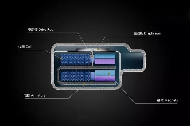 耳机单元，动铁单元剖面图