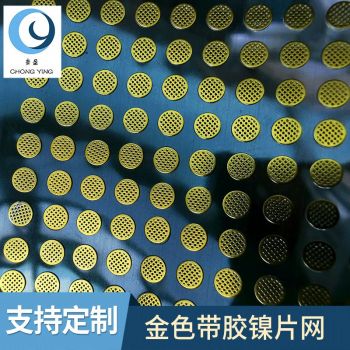 带胶镍片网-平行孔背胶镍片网亮银色金属网耳机网钢网